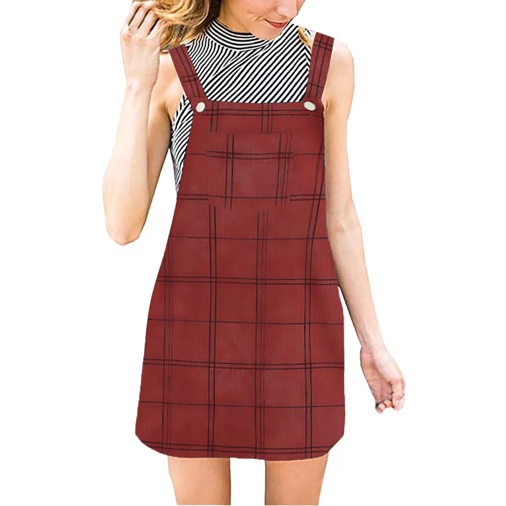 

2019 Autumn Winter Women Casual Sleeveless Pocket Retro Corduroy Dress Female Vintage Party Dress Loose Suspender Sundress Robe