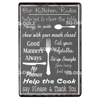 [SQ-DGLZ] вкусный жестяной знак для завтрака Настенный декор кухня металлические поделки живопись таблички правила ванной комнаты художественный плакат