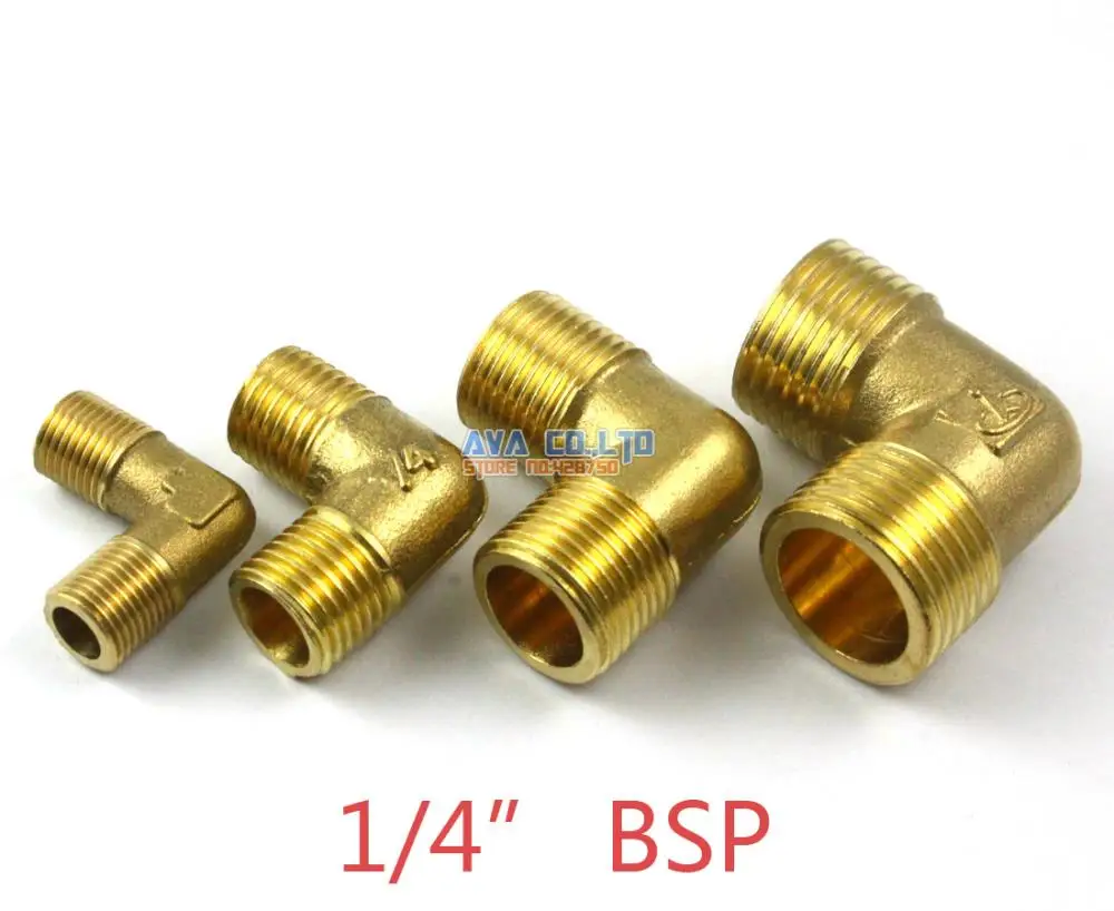 10 Pieces Brass 1/4" BSP Male Elbow Pipe Fitting Fuel Air Gas Water