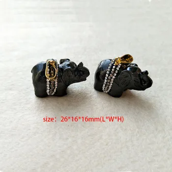 

Wholesale 10 pcs small black elephant Resin Pendant,with rhinestone crystal Charm for DIY jewelry necklace making P212