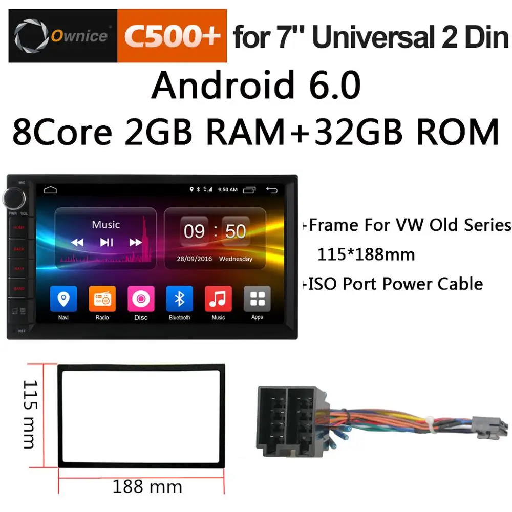 4G LTE Android 8,1 Восьмиядерный четырехъядерный процессор 4G SIM LTE универсальный автомобильный радиоприемник двойной 2 din 2din стерео плеер gps 2 Гб ram 16 Гб/32 ГБ rom - Цвет: G VW ISO Cable Frame