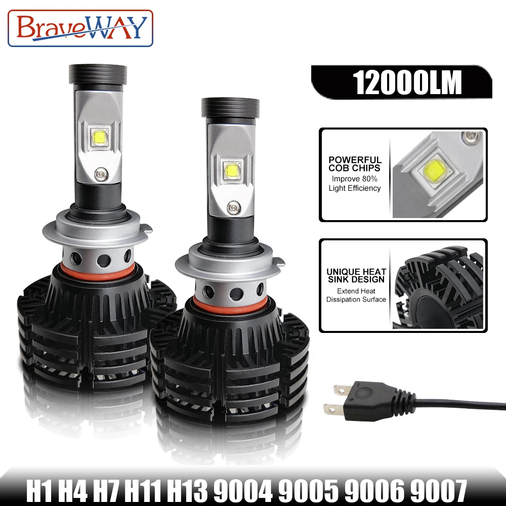 

BraveWay LED Light Bulbs for Cars HB3 9005 HB4 9006 Led Bulbs H1 H7 H13 9004 9007 LED Headlight Bulb Fog Lamp Fog Lgiht Ice Lamp
