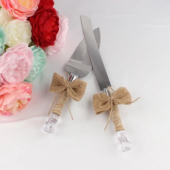

Newest jute barlup Personalized Wedding Cake Server Gift Set the jute Cake Server & Knife Set