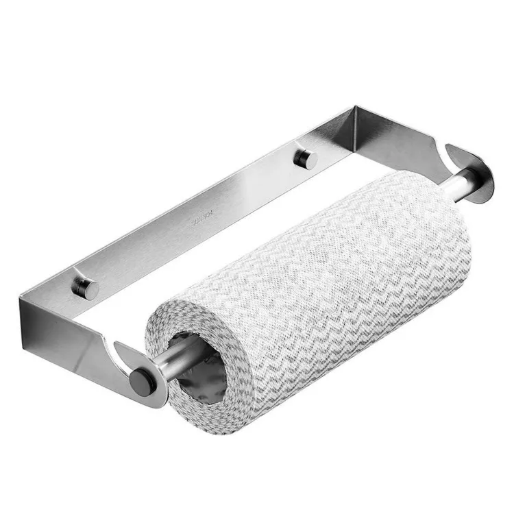 Kitchen Roll Holder - Stainless Steel Paper Towel Holder Wall-Mount Cling Film Dispenser, Roll Paper Hand Towel Detachable Stora