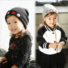 5 шт./лот) Новые модные детские вязаные алмазные смайлики детские шапки кепки шапка зимняя детская шапка