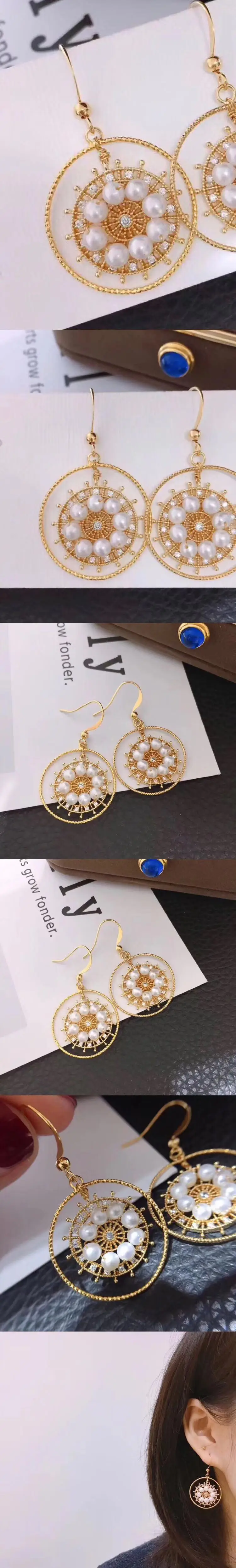 14 K золотые серьги из пресноводного жемчуга