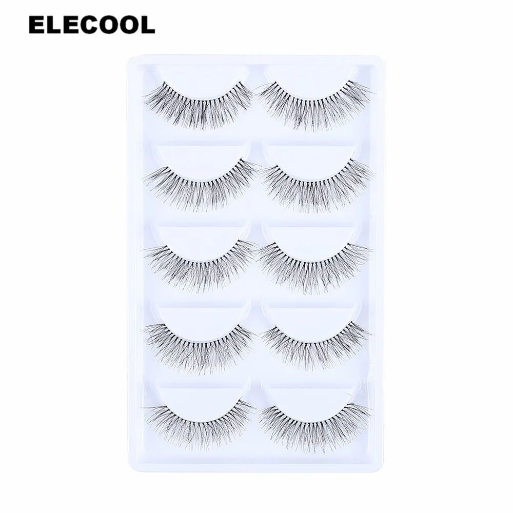 

ELECOOL 5 Pairs Handmade Eye Lashes Makeup Tips Eyelashes Cross Makeup Tool Long False Eye lashes Fiber Eyelash Extension Tools