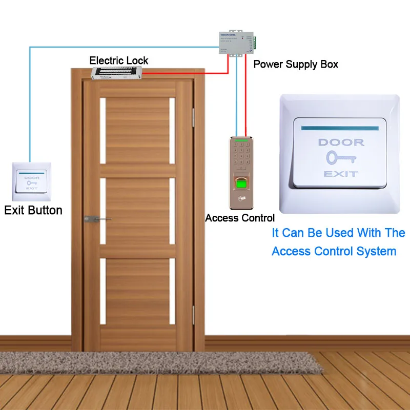 

Eseye Door Exit Button Push Exit Release Button Switch For RFID Door Access Control System NO COM Plastic Panel and Exit Button