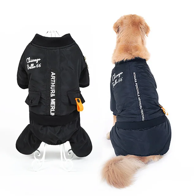 Winter Warm Big Large Dog Clothes Jumpsuit Dog Hoodie Snowsuit Golden