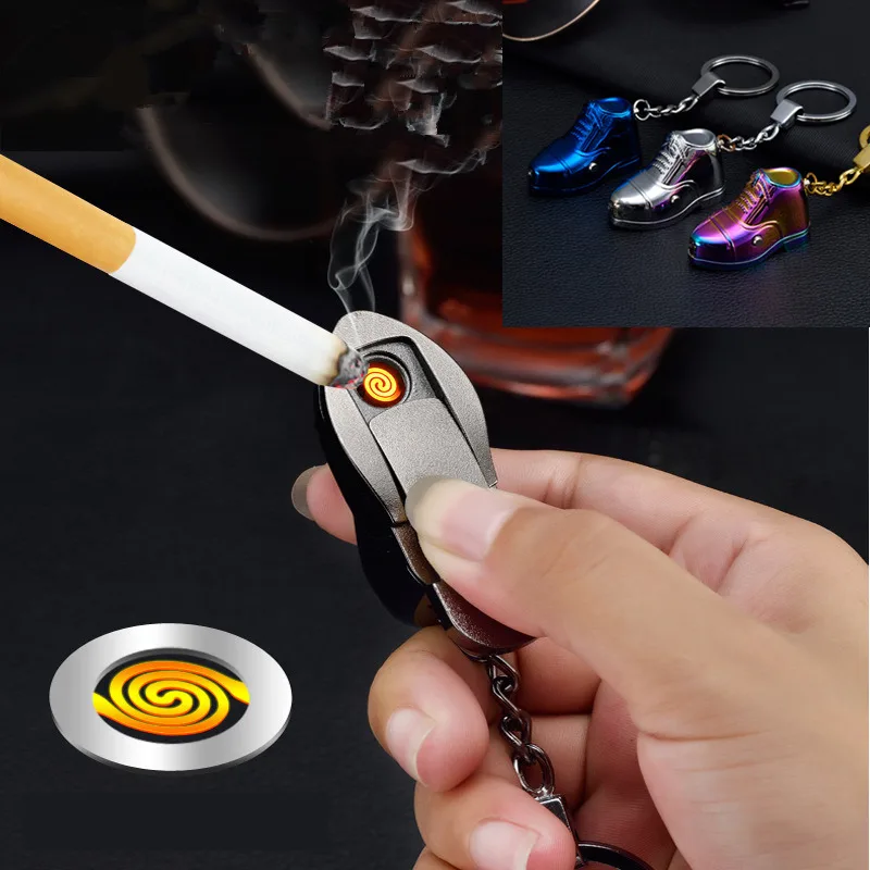 

1Pcs Exquisite gifts Usb Cigarette Lighter Car Keychain Key Chain Electric Lighter Porte Clef Briquet Usb Electronique