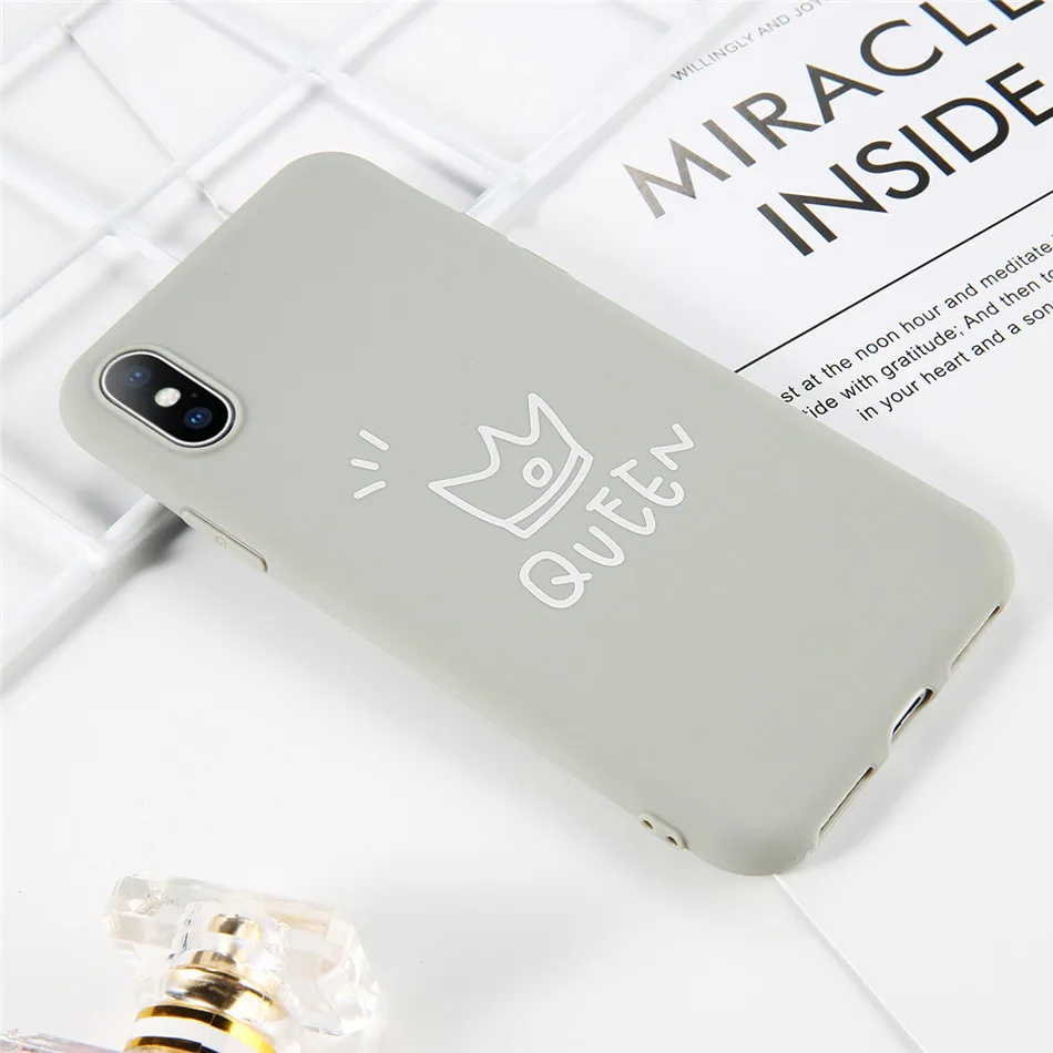 USLION светящаяся Корона Любовь Сердце чехол для телефона для iPhone 11 Pro Max X XR Xs Max карамельный цвет мягкий ТПУ чехол для iPhone 6 6s 7 8 Plus - Цвет: AC4903 Gray