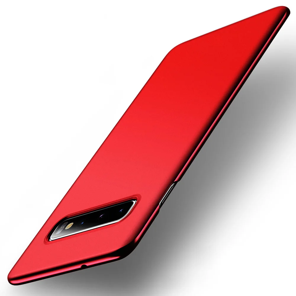Тонкий чехол для телефона для Samsung Galaxy S10 S9 S8 плюс A50 A7 A8 A6 A30 A40 A70 A80 Note 8 9 10 Plus чехол жесткий матовый поликарбонатный чехол - Цвет: Red