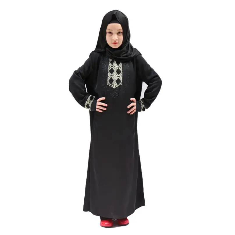 

Kids Muslim Abaya Turkish Saudi Dress Baby Girls Islamic Clothing 2019 Summer Arab Dubai Fashion Caftan Dress Y886 With Scarf