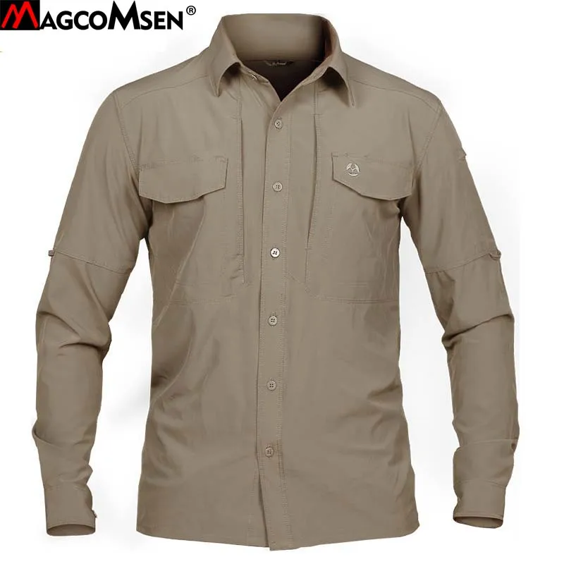 

MAGCOMSEN Shirts Men Summer Quick Dry Shirts Long Sleeve Military Style Tactical Combat Mens Shirts Casual Clothing AG-JLTX-5