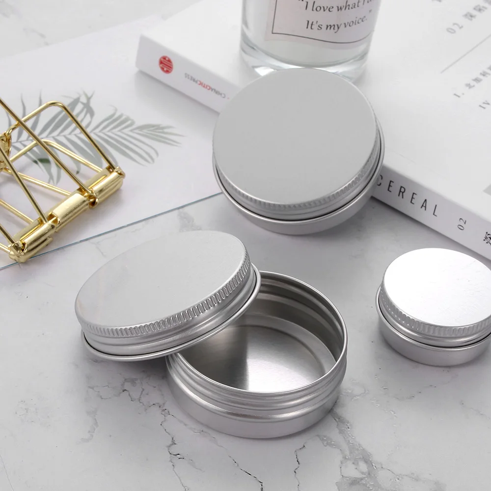 

10/15/30/50/60ml Empty Aluminum Jars Refillable Cosmetic Pot Jar Upper Ointment Cream Sample Canisters Cap Makeup Oil Wax Box