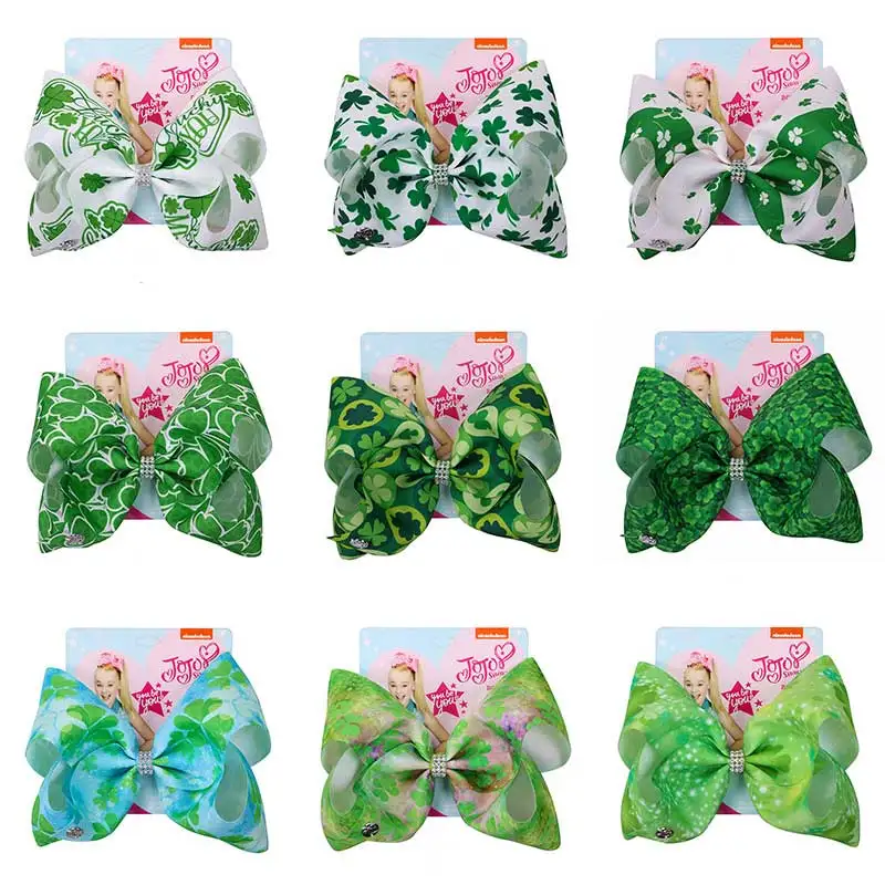 

8" Large Hair Bows for Girls Four-leaf Clover Series jojo Bows With Clips Kids Hair Clips Bowknot Barrettes Hair Accessoires