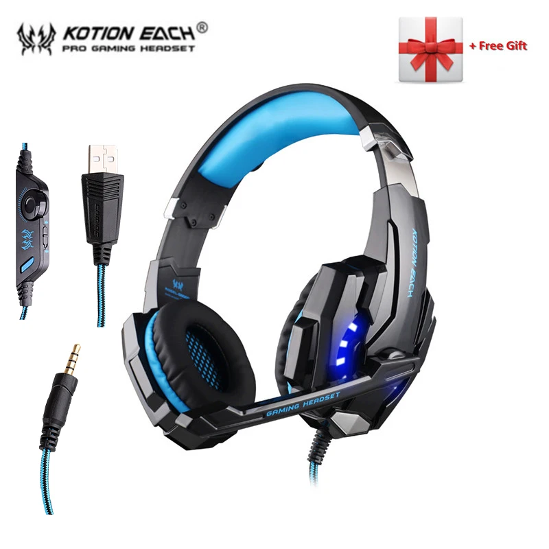 Гарнитура игровая KOTION EACH G2000/G9000 проводные геймерские наушники с микрофоном и LED
