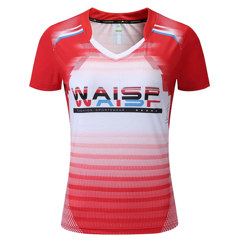 Печати новая рубашка для бадминтона Для мужчин/Для женщин, Спортивная теннисная форма, школа рубашка Для мужчин, быстросохнущая тренировочная рубашка 3897 - Цвет: Woman 1 shirt