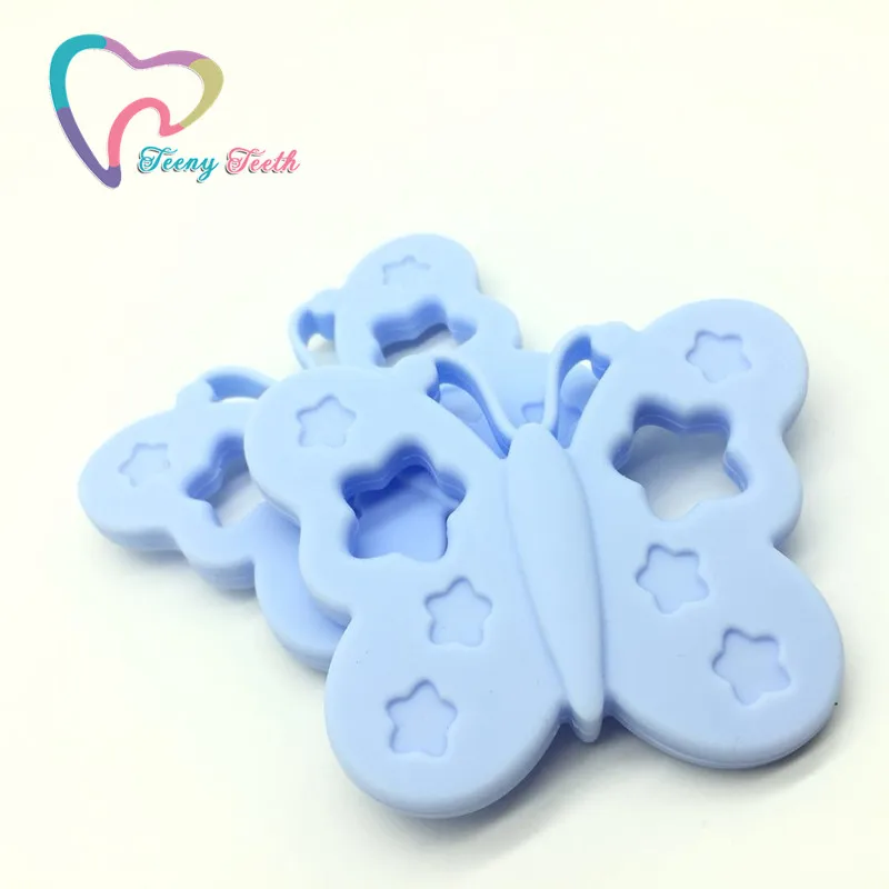 Teeny teeth 1 шт. пастельно Голубой силиконовый кулон бабочка игрушки прорезыватель 100%