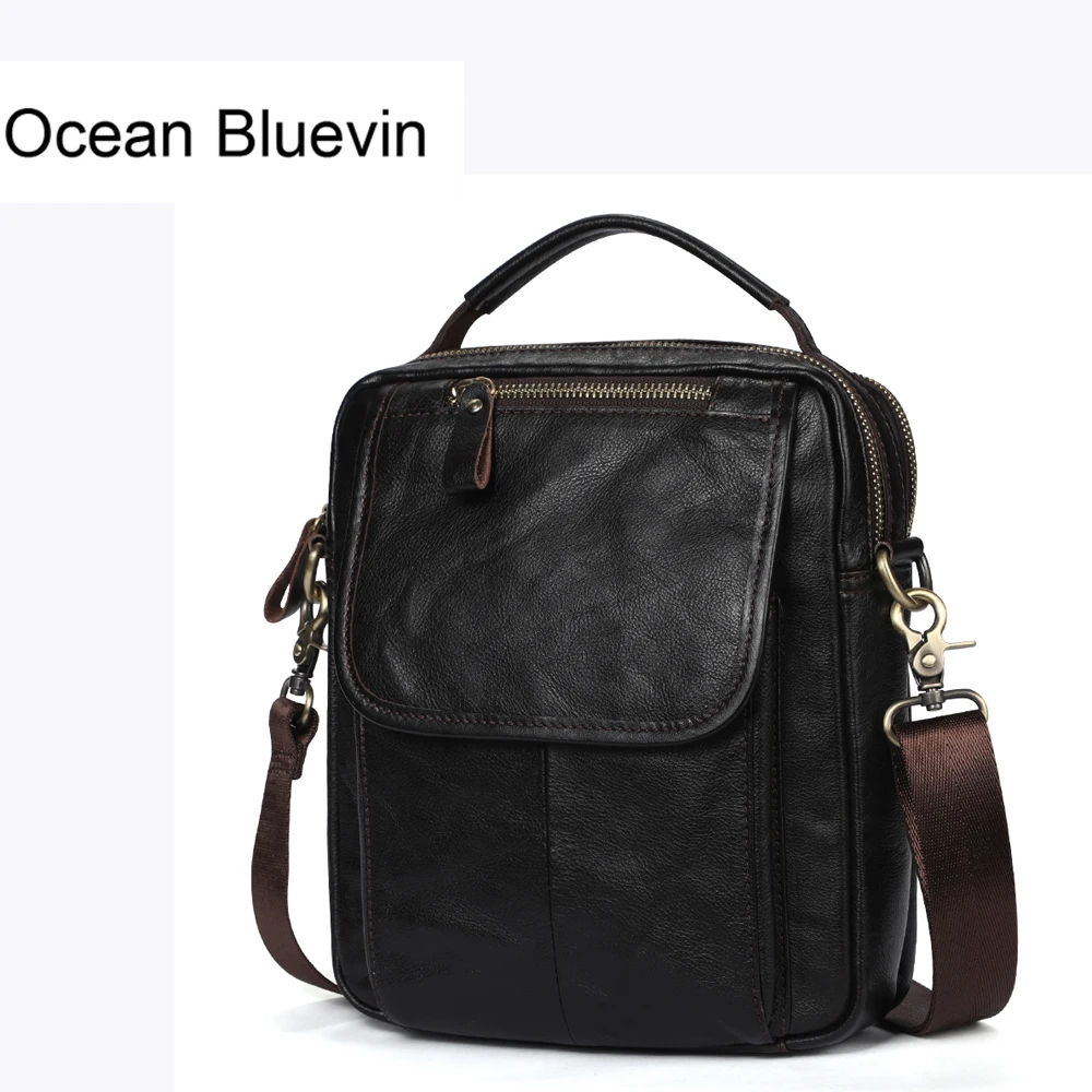

OCEAN BLUEVIN Genuine Leather Men Bag New Designer Male Shoulder Crossbody bags Laptop Tote Men Briefcases Leather Messenger Bag