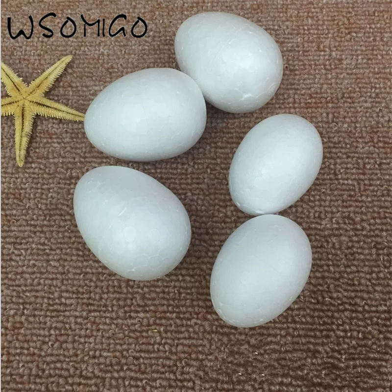 

WSOMIGO 10Pcs 6CM White Foam Egg Children Handmade DIY Polystyrene Styrofoam Spheres Modelling Foam Egg for Party Decoration-S