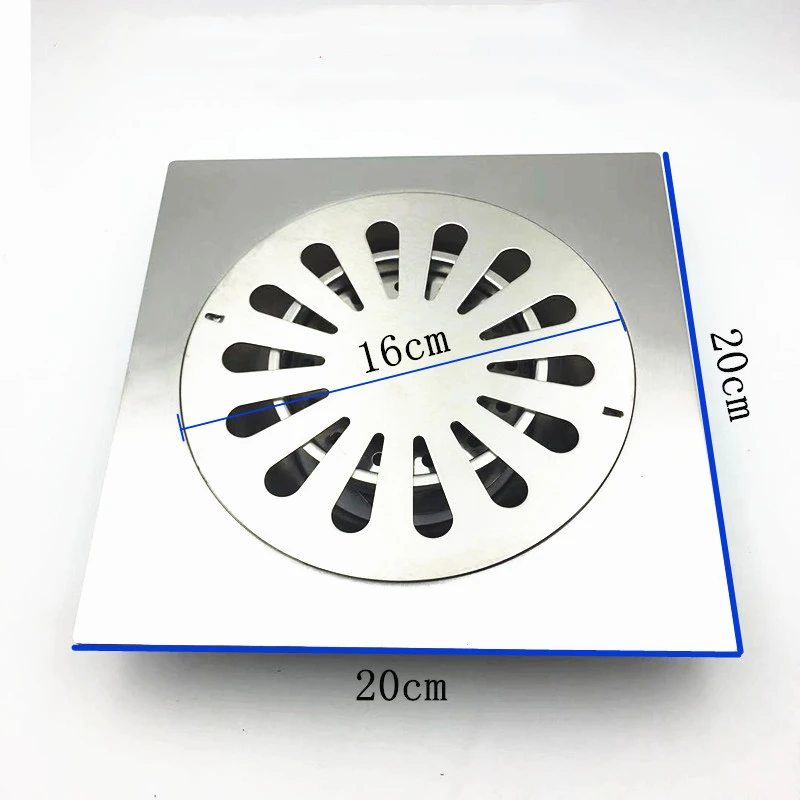 304 нержавеющая сталь ванная комната Душ Foor 20 см * 20 см квадратный душ большой пол стоки заглушка для ванной