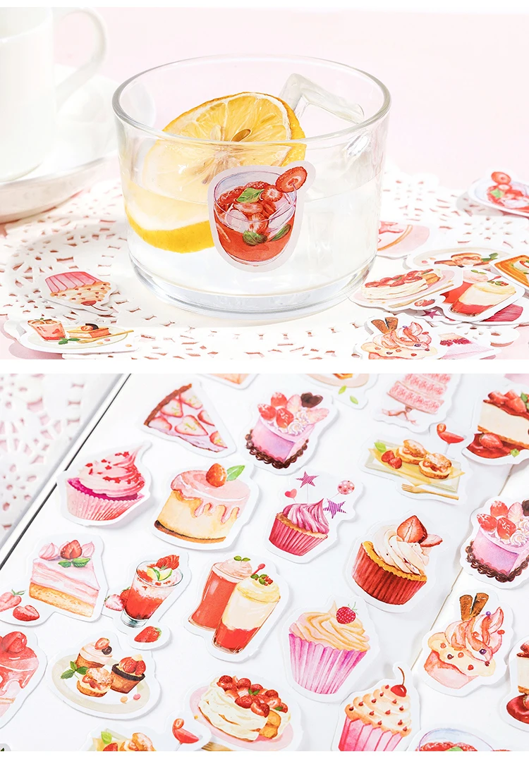 46 шт./кор. клубника afternoon tea Стикеры клей Бумага Стикеры Decora diy Подарочная открытка ручной работы фотоальбом Скрапбукинг Стикеры