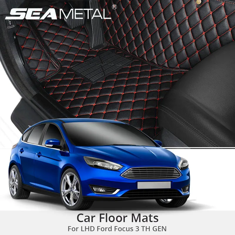Для LHD Ford Focus 3 Gen 2017 2016 2015 2014 2013 2012 2011 Автомобильные коврики чехлы черный красный