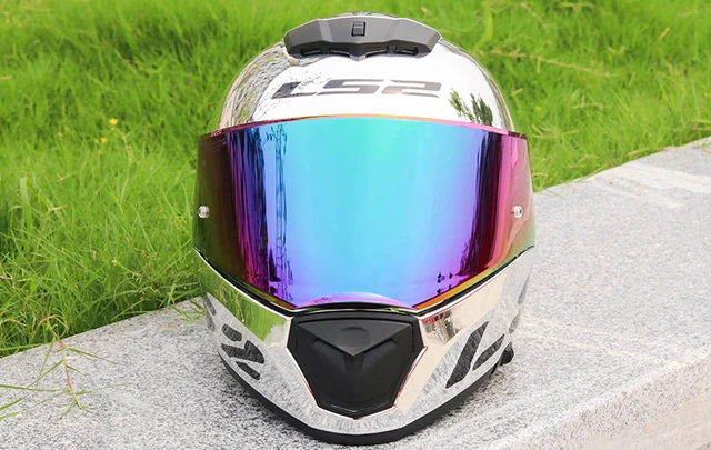 Original Ls2 Ff390 Breaker Chrome-plated Helmet Lens Silver