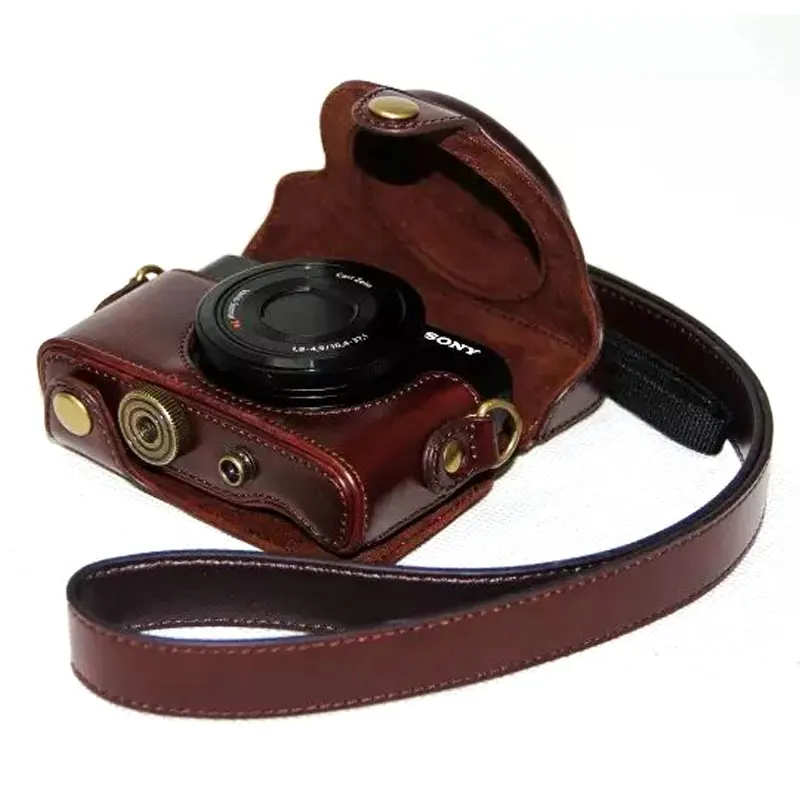 Высокое качество PU кожаный чехол Обложка для Sony RX100 RX100II M3 RX100III M4 M5 M6 с винтовым