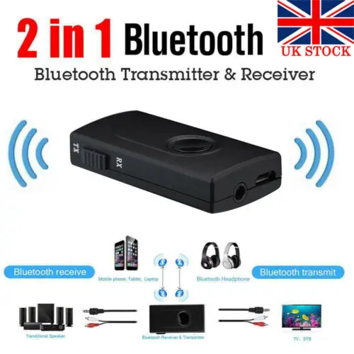 

2 In1 Bluetooth Wireless Audio Transmitter Receiver 3.5mm AUX HIFI Music Adapter