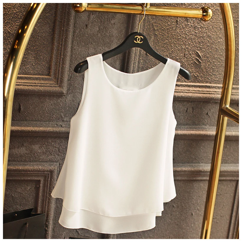 Women Shirt 2019 New arrival sleeveless Cold Chiffon Blouse Summer Casual O-Neck Blouses High Quality Women's blouse