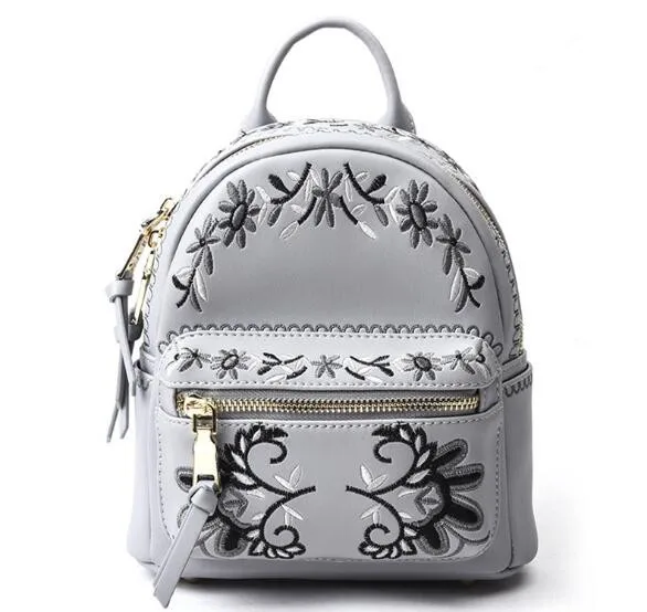 Мини-рюкзак из натуральной кожи с вышивкой, модная школьная сумка - Цвет: U59
