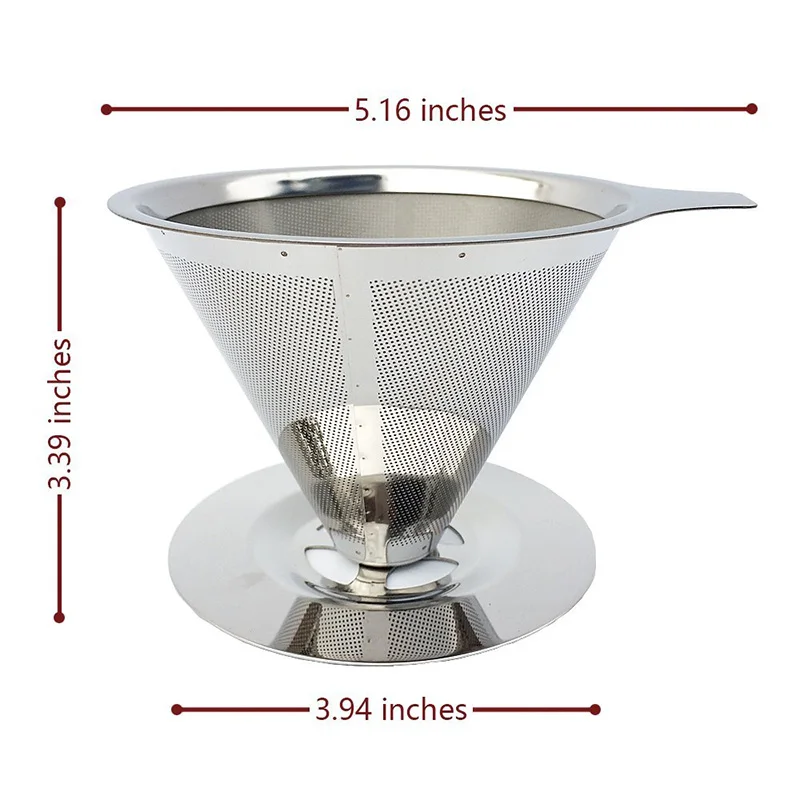 Kaufen Edelstahl Kegel Wiederverwendbare Kaffeefilter Körbe Mesh Sieb Gießen Über Kaffee Tropf Mit Ständer Halter
