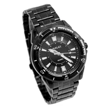 Роскошные брендовые Модные Мужские Аналоговые кварцевые круглые часы Япония PC21J Move Мужские t черный браслет из нержавеющей стали черный циферблат