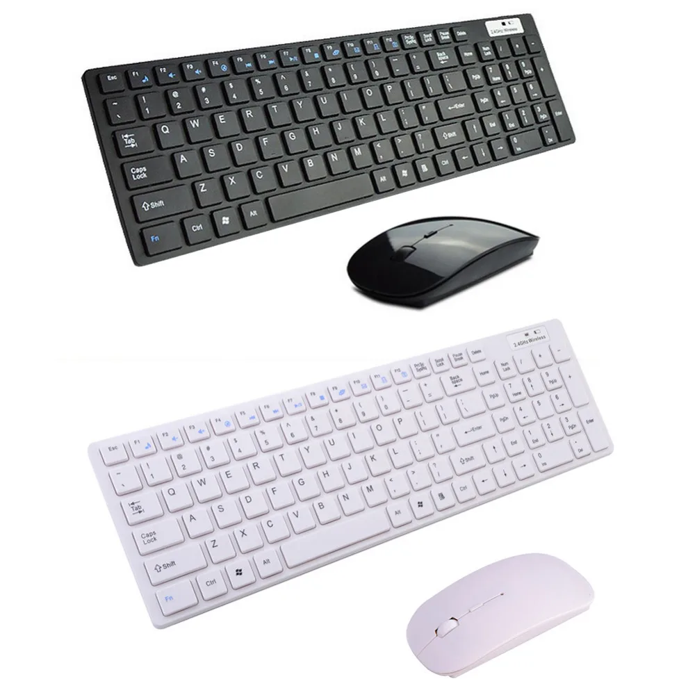 

Portable Wireless Keyboard and Mouse Combo 2.4G Ultra Slim Whisper-quiet for Desktop Windows 7/8/XP/NT/ME Vista Black/White