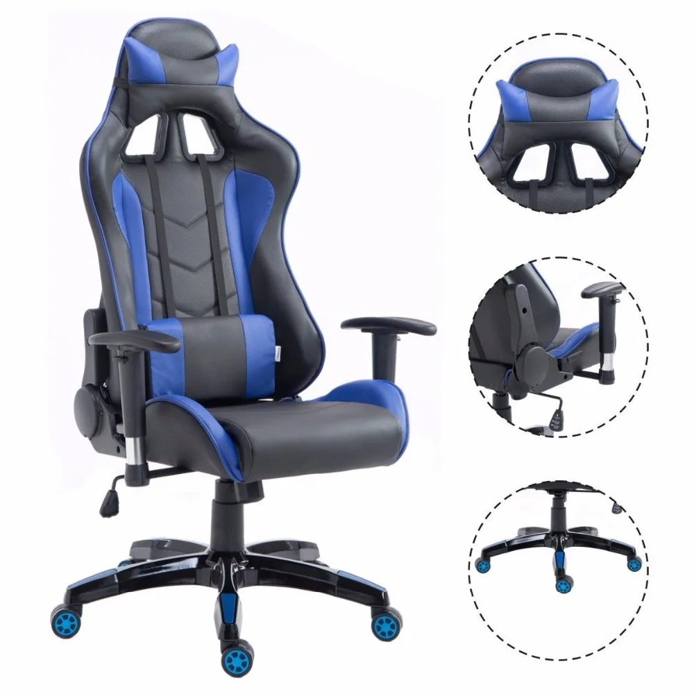  Goplus High Back Executive Racing Reclining Gaming Chair Swivel PU Leather Office Computer Chair Er