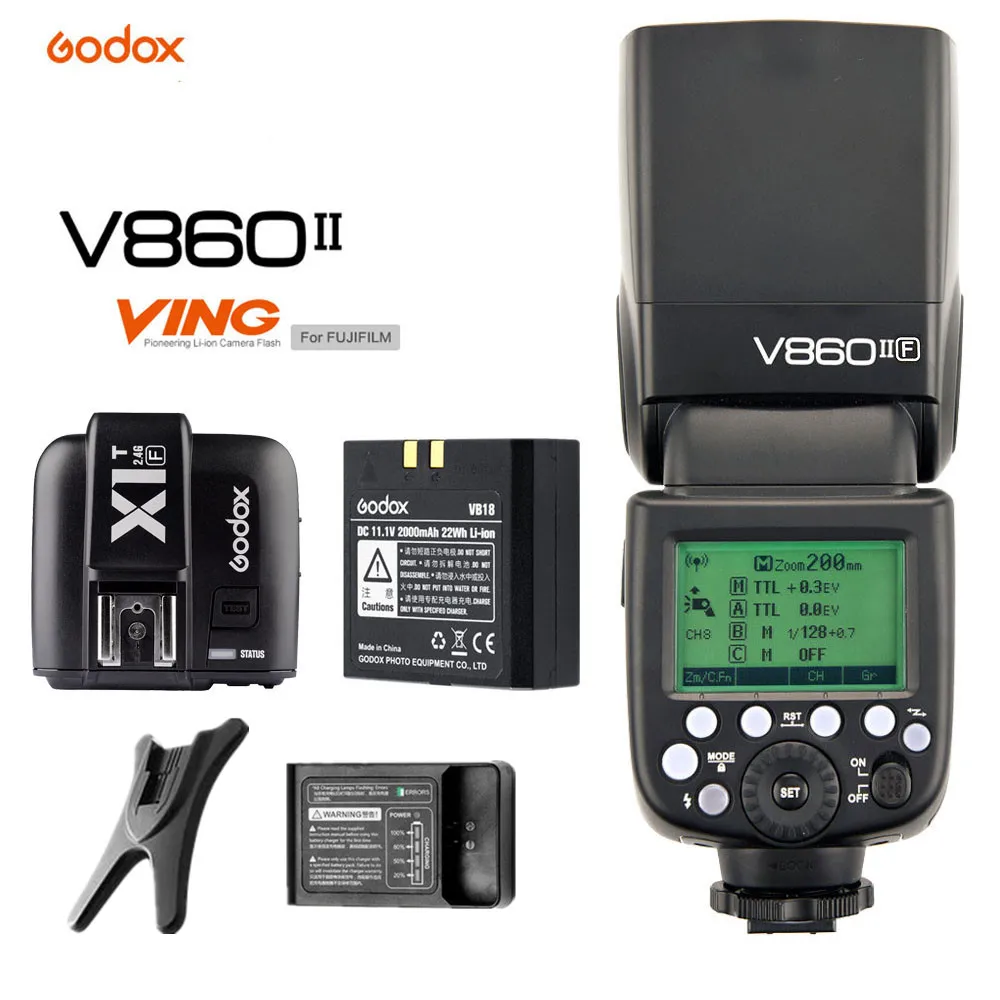Godox V860II V860II-F GN60 ttl HSS литий-ионный аккумулятор Speedlite+ 2,4G беспроводной X1T-F триггерный передатчик для камеры Fujifilm