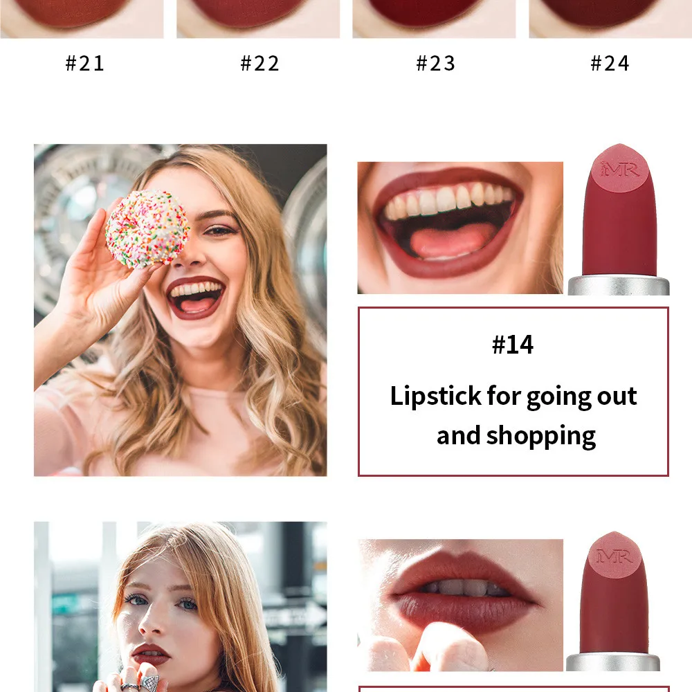 

Popular Square Tube 24 Colors lipstick Bright Metal Lip Gloss Non-Stick Cup Lip Glaze pintalabios permanente mate lipstick nude