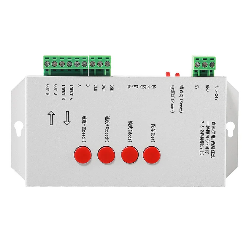 

2018 new T-1000S,SD card LED pixel controller;off-line;SPI signal output;with one output port output;2048 pixels controlled