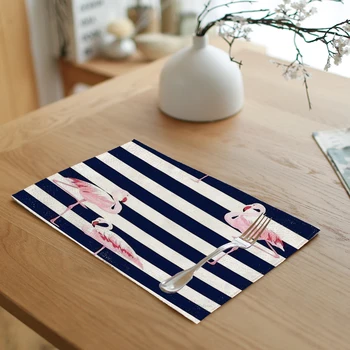 

Wholesale Pink Flamingo Pattern Napkin Plant Color Stripe Flower Print Home Dining Table Western Restaurant Decorate Tablecloth