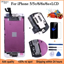 Tela lcd ou montagem completa para iphone, 5S 5c 6s plus ou para iphone 6 6s com botão de início e câmera frontal