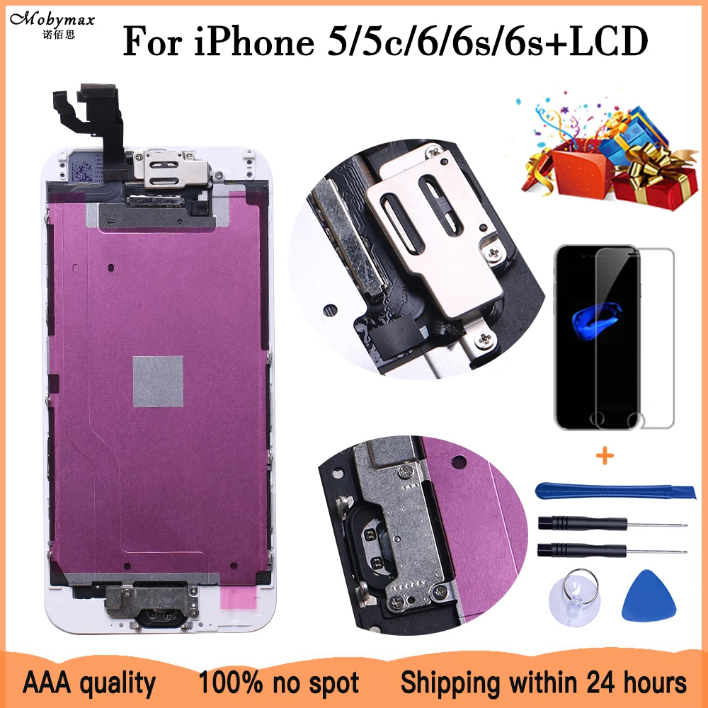Полный ЖК дисплей полная сборка экран для iPhone 5 5c 6s plus iphone 6 с кнопкой домой и
