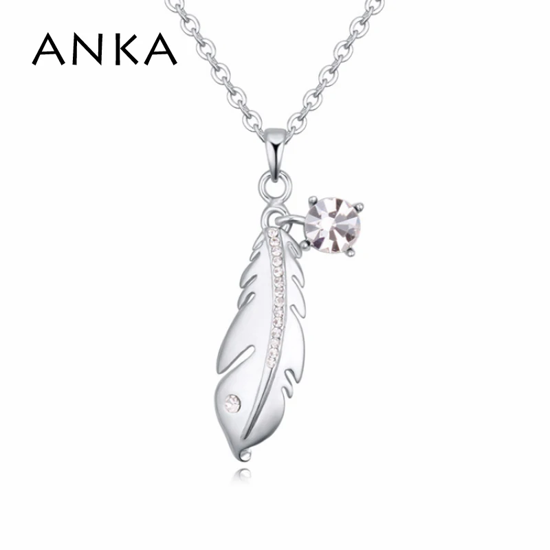 

ANKA New Vintage feather Necklaces Pendants Original Crystals Collier Bijoux For Women Gift #116101