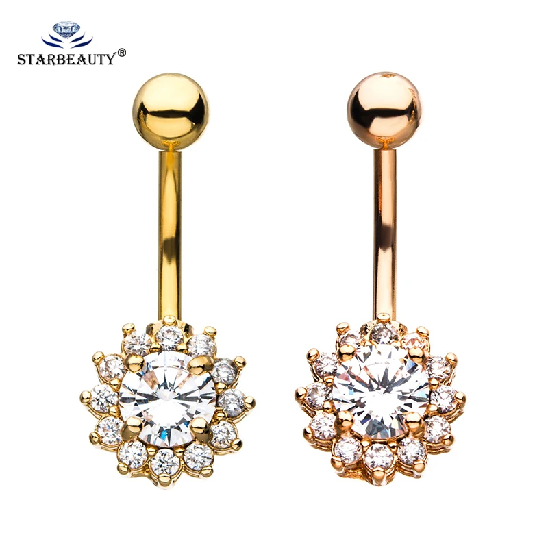 Fully Zircon Surgical Steel Belly Button Earring Belly Piercing Navel Piercing Ring Belly