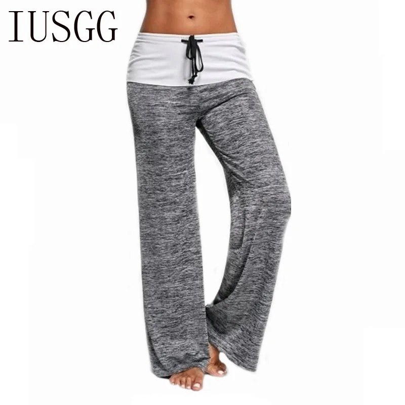 

Streetwear Women Flower Printed Pants 2019 Drawstring Wide Leg Pants Patchwork Straight Trousers Long Female Sweatpants Trousers