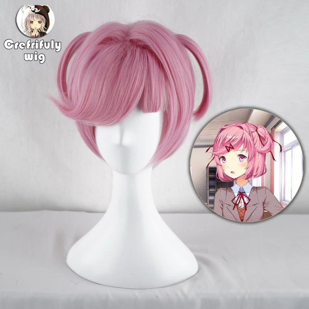 Парик для косплея по мотивам аниме DDLC Doki Literature Club Natsuki розовый термостойкий