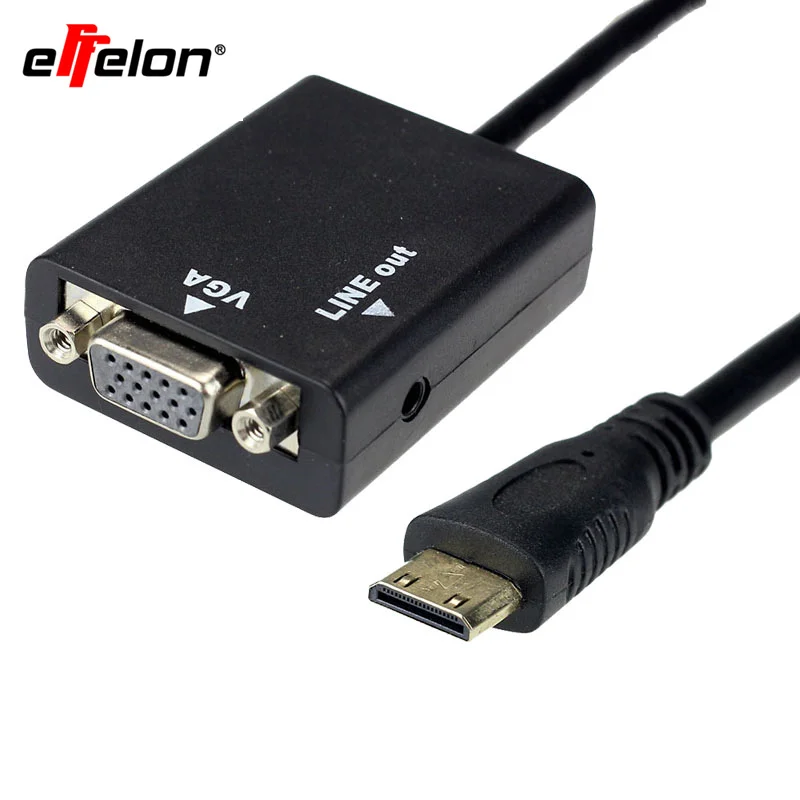 Effelon Mini HDMI to VGA Female Audio Output Converter Projector Adapter Cable For Laptop