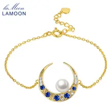 Ламун Красивая Луна 925 стерлингового серебра цепь очаровательные браслеты для женщин натуральный пресноводный жемчуг браслет HI013