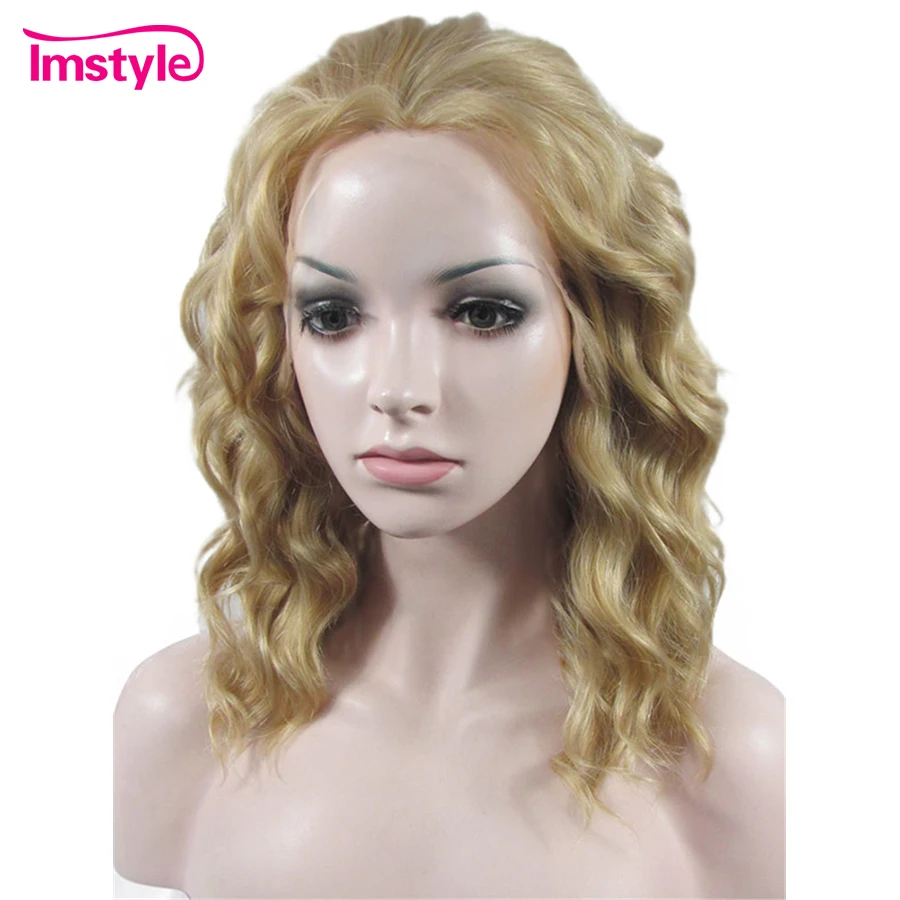Imstyle короткий парик светловолосый для женщин синтетический фронта шнурка